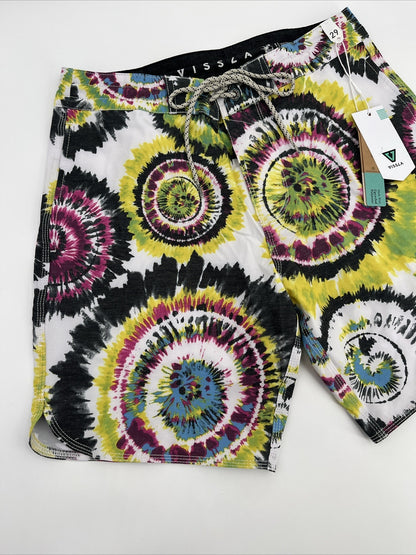 $70 VISSLA Men's Boardshorts SHRED HEAD 17.5" - Black Multi - Size: 29W-NWT