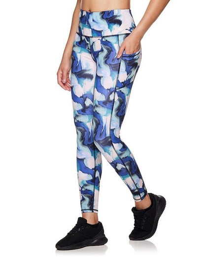 Gaiam Women’s7/8 Nanette Leggings High Rise- Blue Multi- Large - New Tag $55