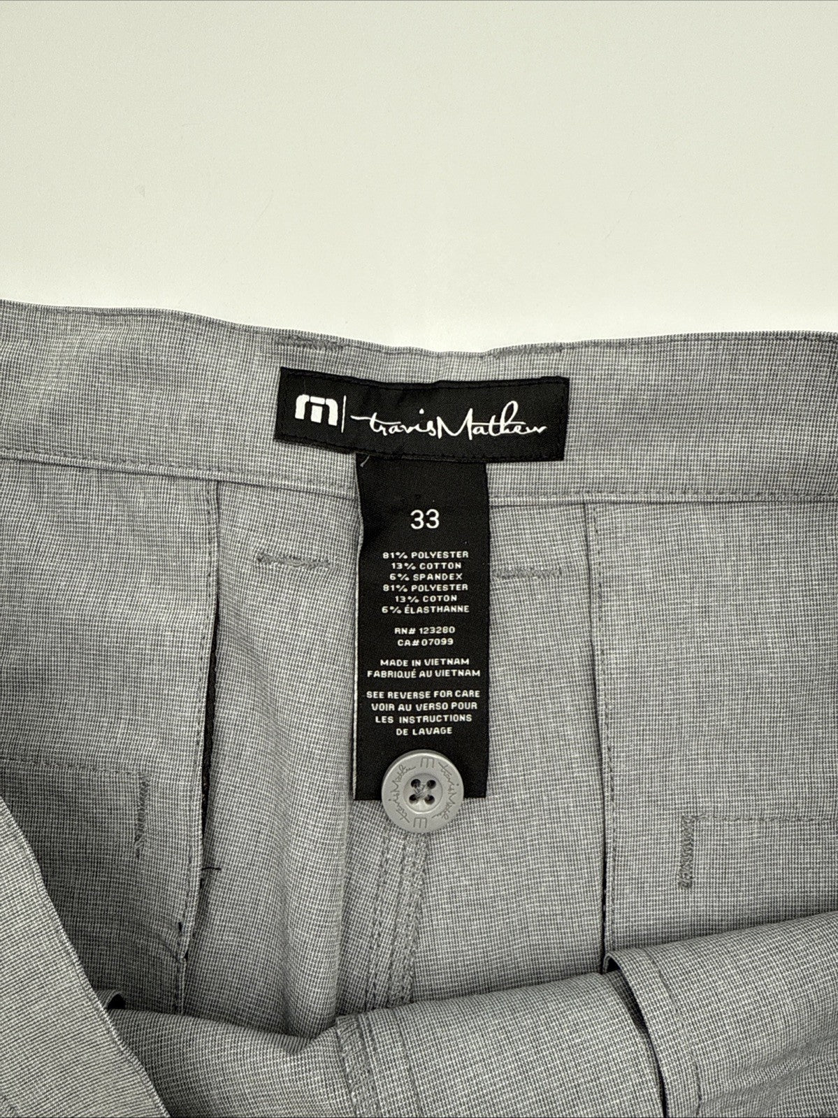 $85 Travis Mathew Men's Beck Shorts Stretch Waistband - Light Grey-Size: 33- New