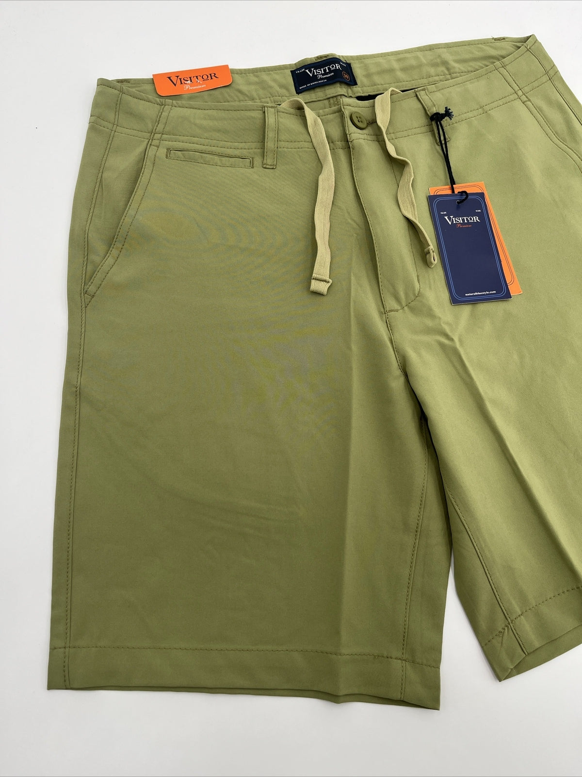 $59 Visitor Men’s Dressy/Casual Micro Light Comfy Shorts -Olive Green-Size: 30”