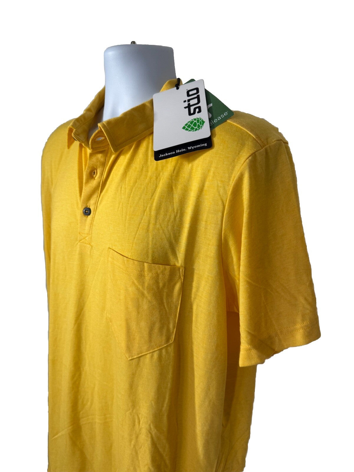 Stio Men's Divide Polo Short Sleeve Jersey Polo Shirt-Bright Yellow-Large-New