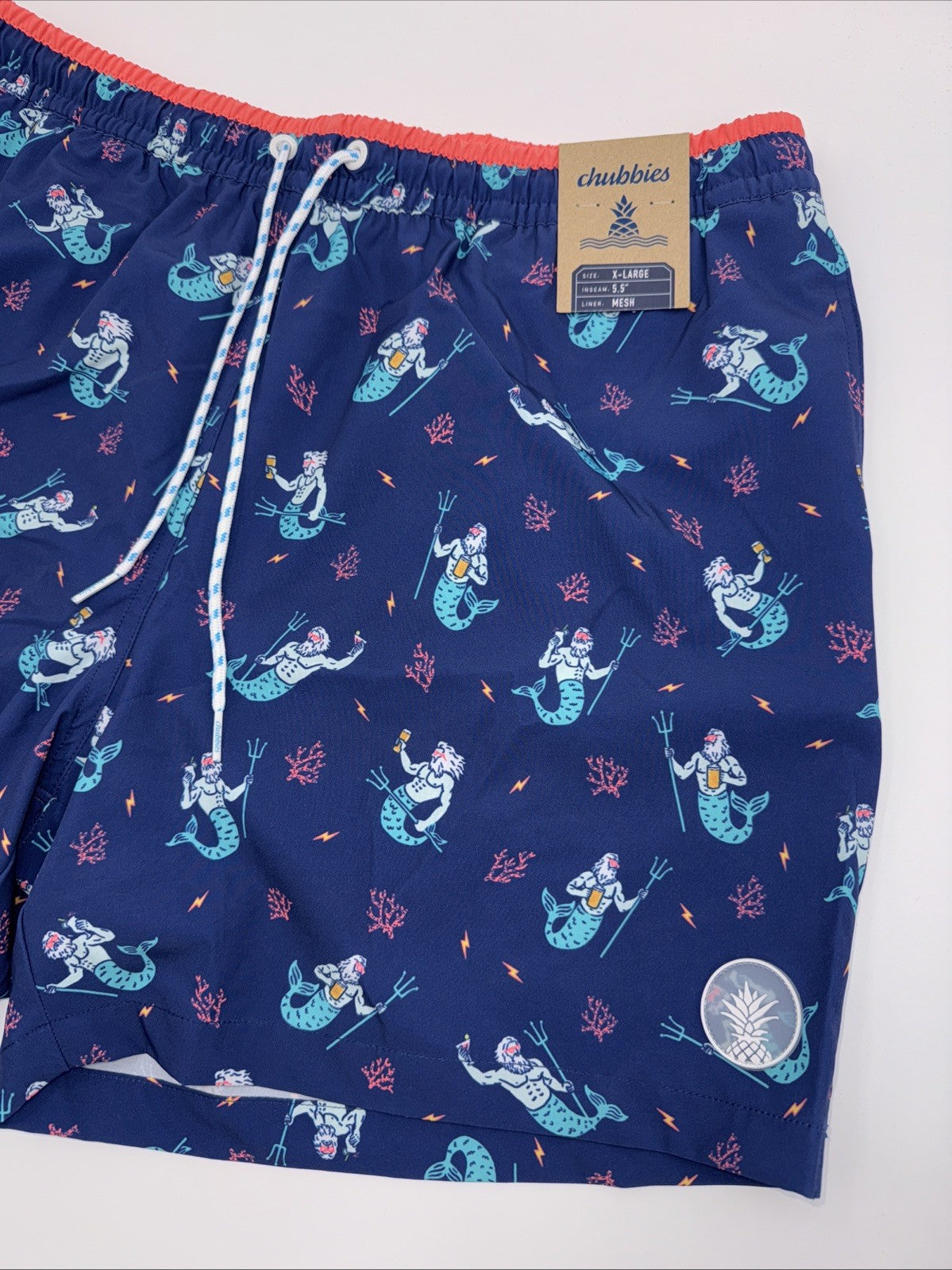 $70 Chubbies The Triton Of Sea 5.5" Inseam Swim Trunks- Blue -XLarge -New Tag