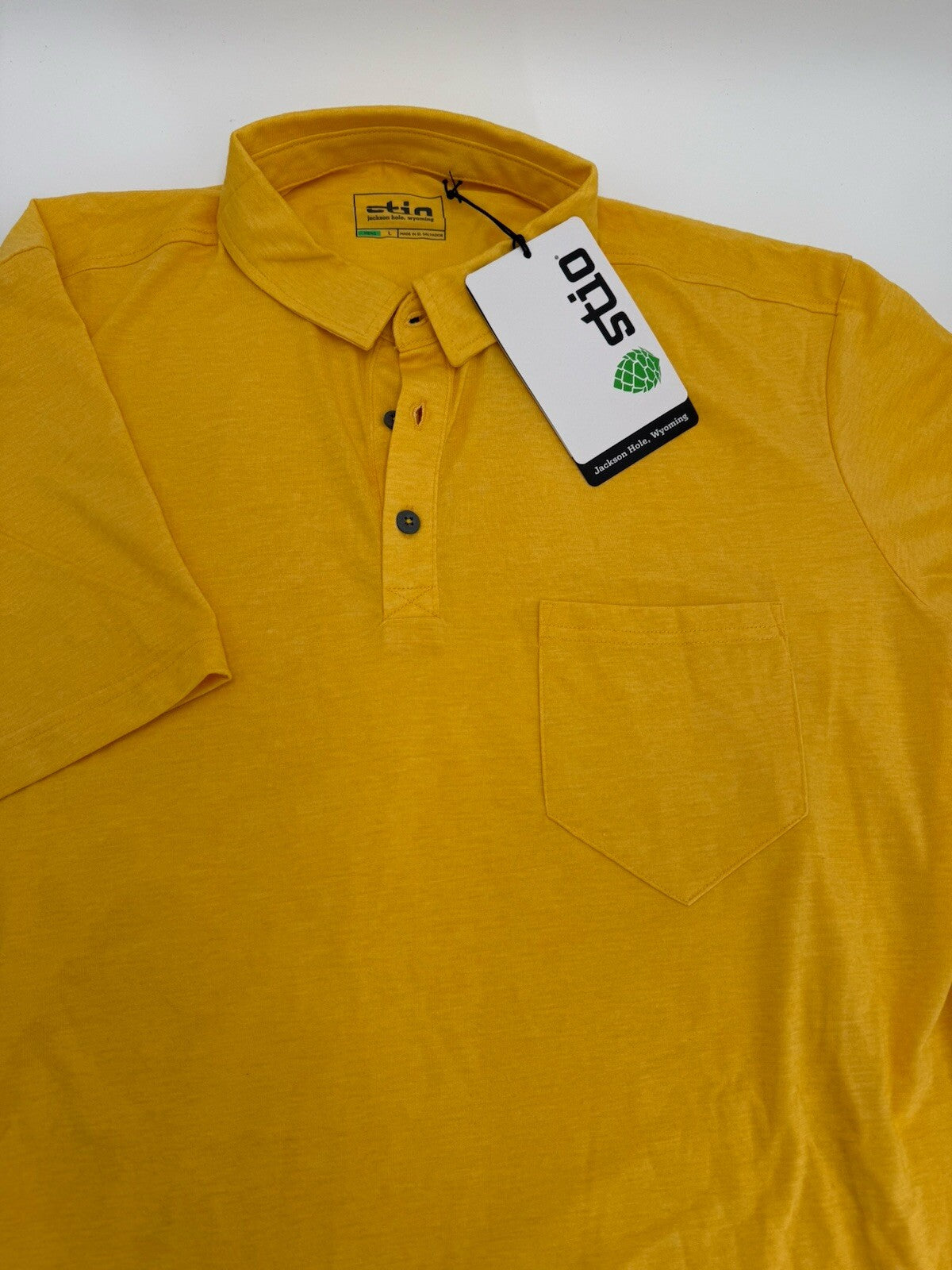 Stio Men's Divide Polo Short Sleeve Jersey Polo Shirt-Bright Yellow-Large-New