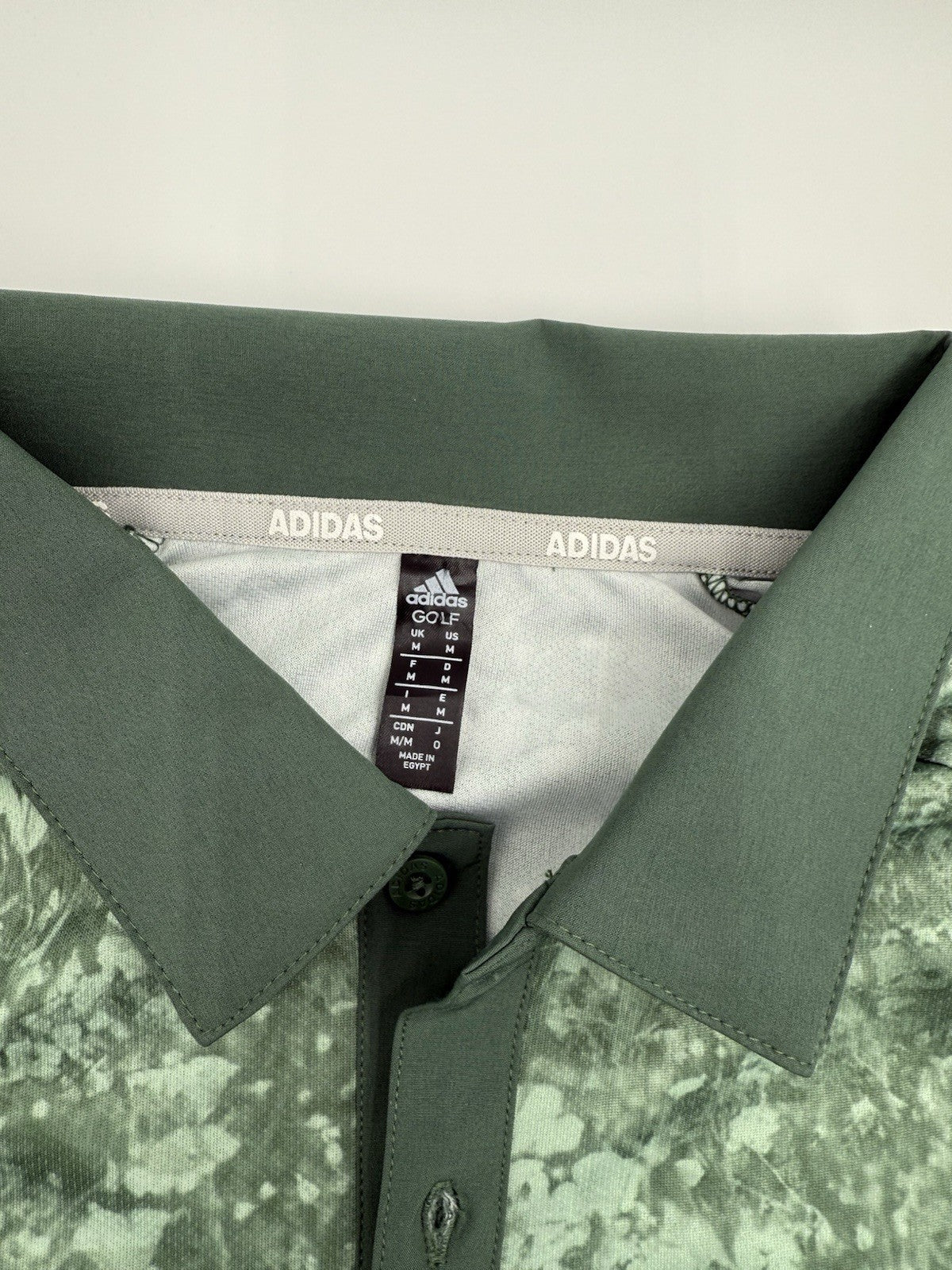$65 Adidas Men's Petal Print Golf Polo Shirt - Hazy Green - Medium -New