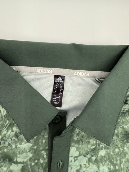 $65 Adidas Men's Petal Print Golf Polo Shirt - Hazy Green - Medium -New