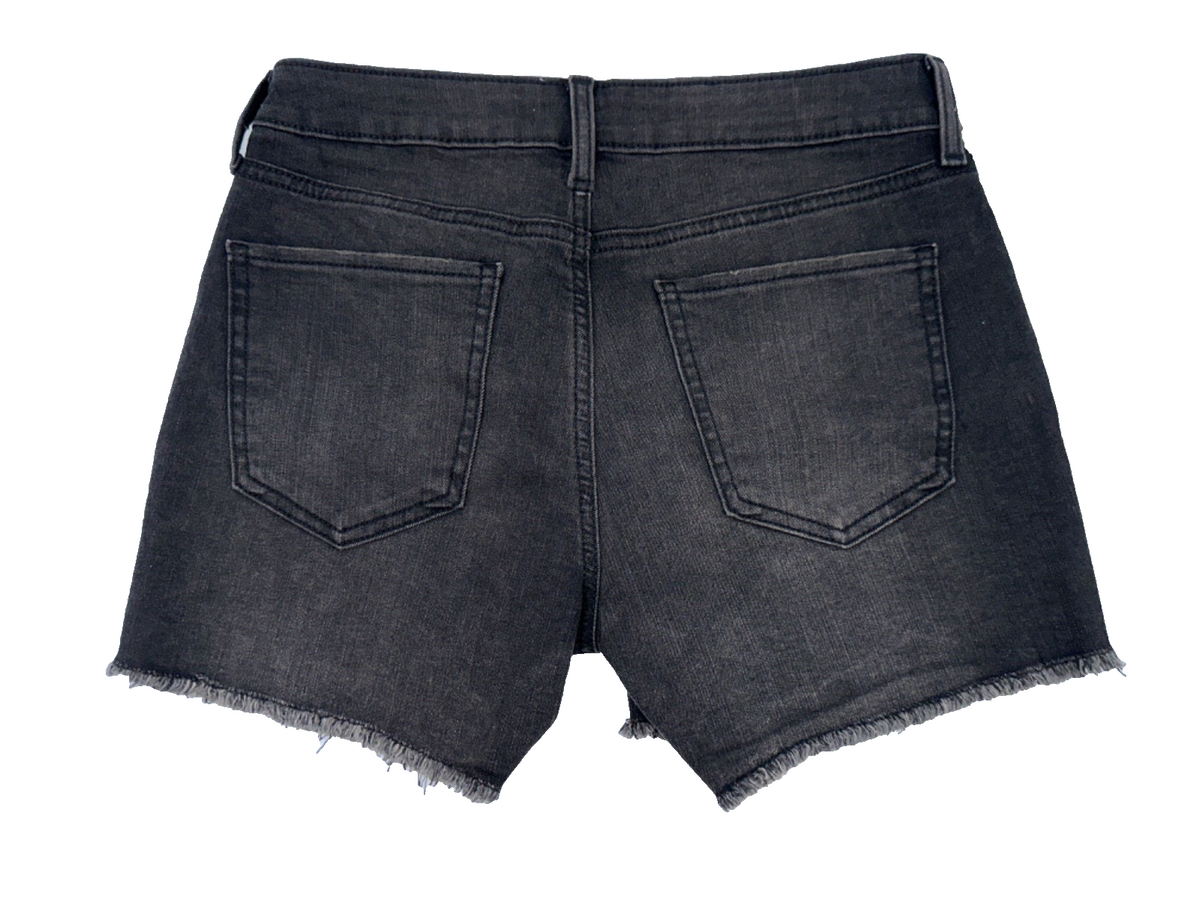 SO Women's Low Rise Midi Fray Hem Jean Shorts - Washed Black - 9/29W - New Tag