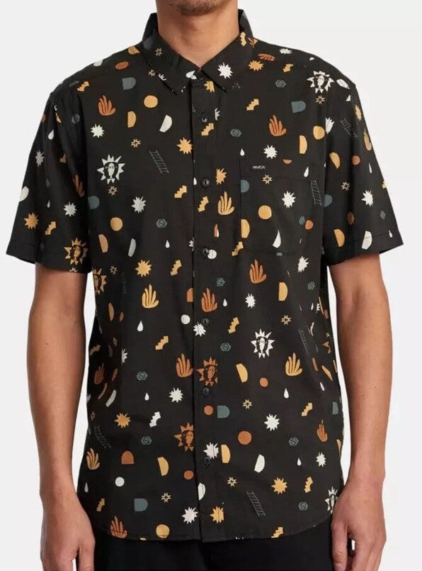$66 RVCA Men’s ANYTIME S/S Button Shirt - PTK Brown -Size:  Medium - New Tag