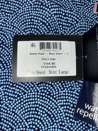 $164 Golftini Ankle Pant Side Stripes Golf Pants- Blue Swirl -Large -New Tags