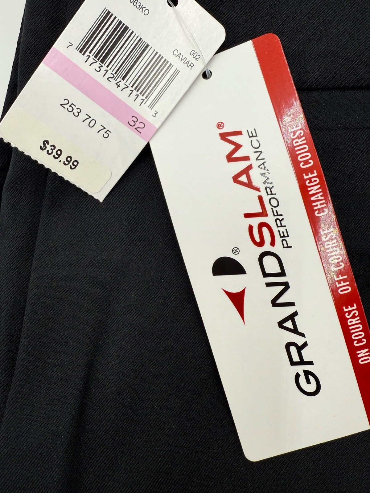$40 Grand Slam Men’s- Flat Front Expandable Waistband Golf Short- Black- 32W-New