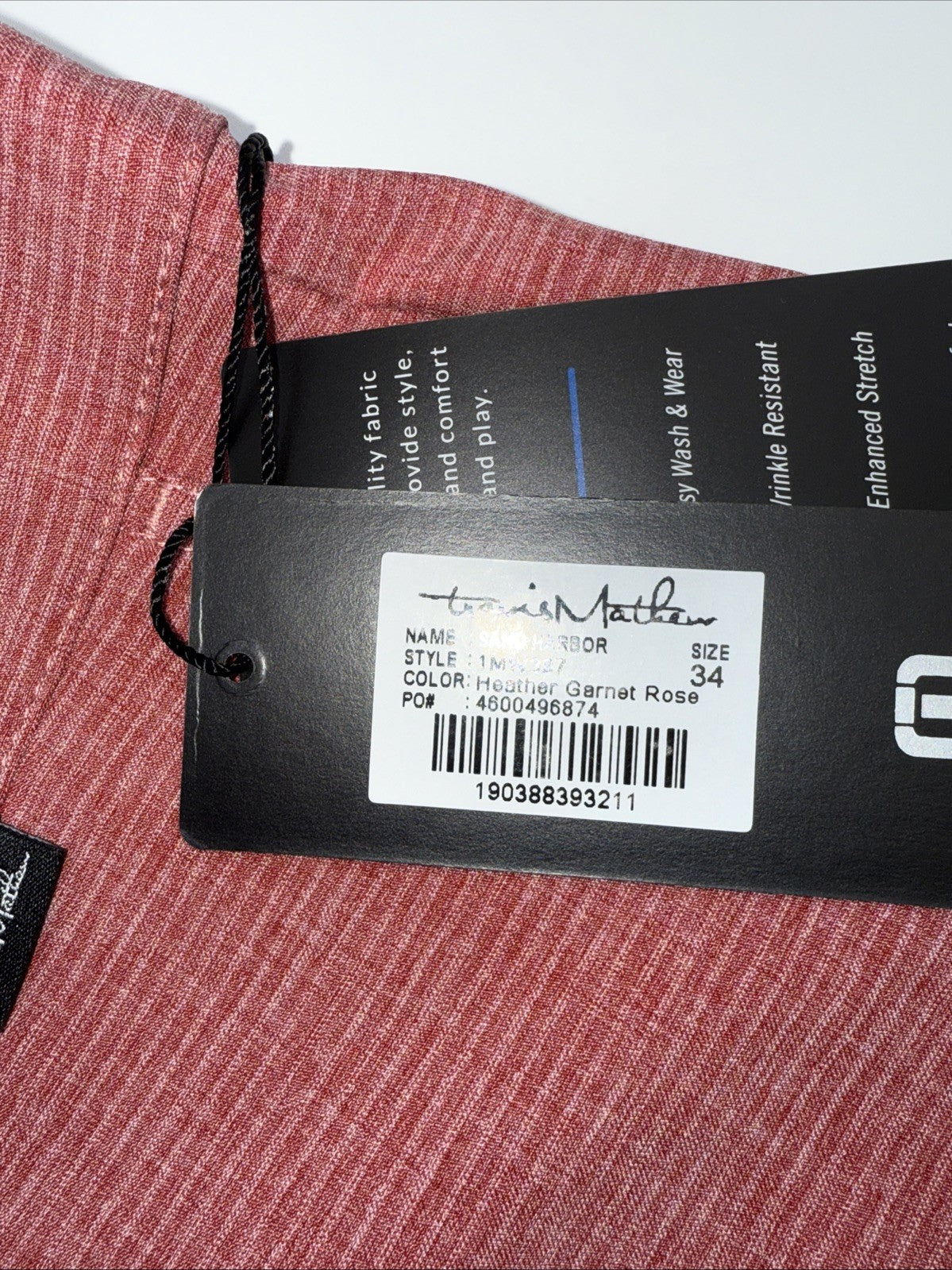 $94 Travis Mathew Men’s Sand Harbor Golf Shorts-Heather Garnet Rose- 34W-New Tag