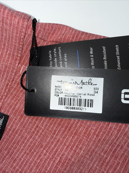 $94 Travis Mathew Men’s Sand Harbor Golf Shorts-Heather Garnet Rose- 34W-New Tag