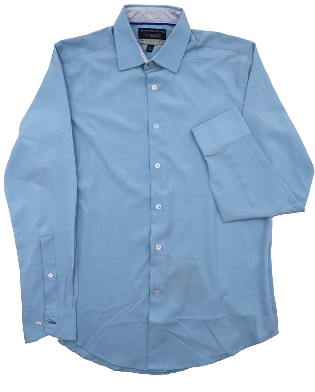$68 Report Collection Men’s  4 Way Stretch Slim Fit Button Up Shirt-Blue- Small