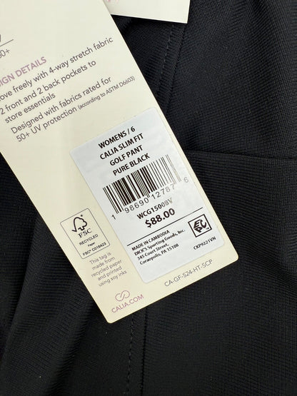 $88 Calia Women’s-Slim Fit Golf Pants-Pure Black- Size 6- (30W) New Tag