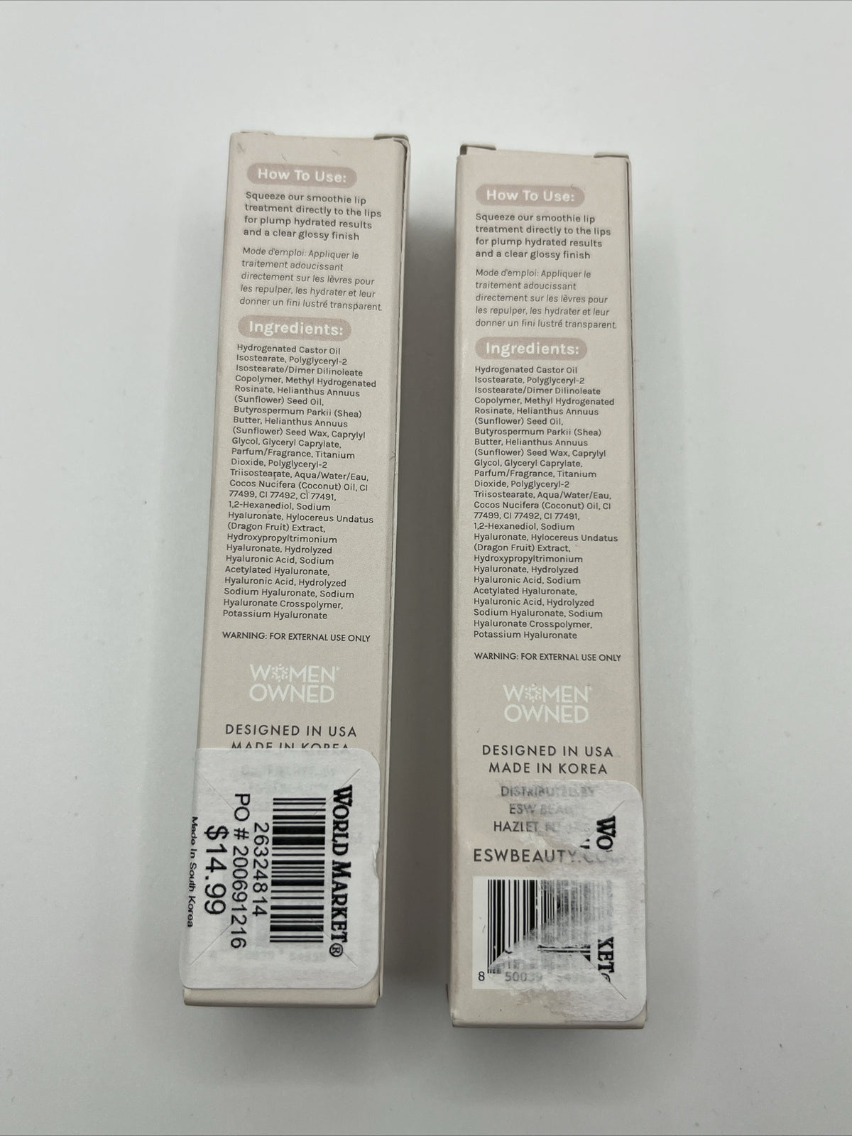 Lot of 2 ESW Beauty White Pitaya Coconut Advanced Smoothing Lip Treatment 0.51oz