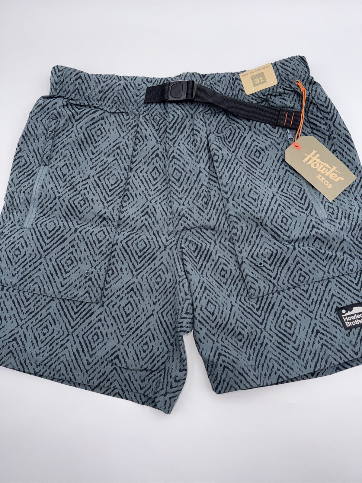 $79 Howler Brothers Men’s Pedernales Packable Short 7” - Soundwaves Petrol - 31W