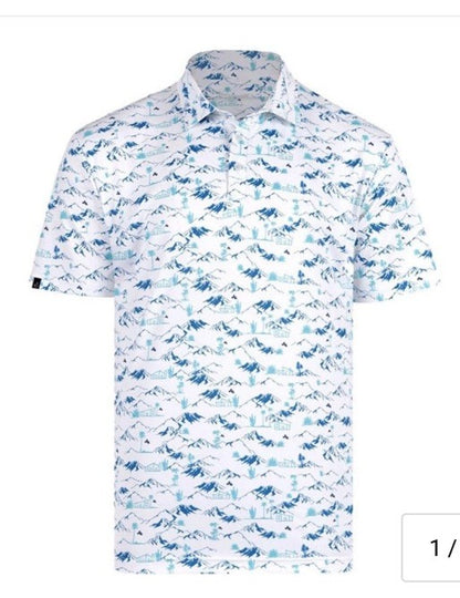 $65 Swannies Men’s Golf Lawrence Polo Shirt- White/Green- Medium - New Tags