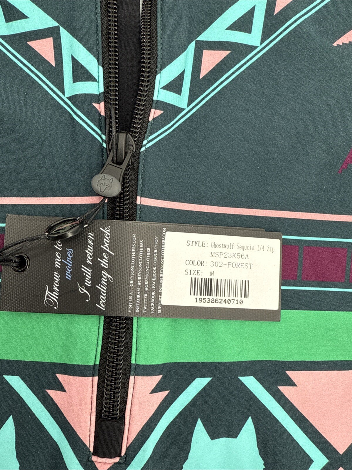 $200 Greyson Golf Pullover Sequoia Ghostwolf Print 1/4 Zip-Multicolor-Medium NWT