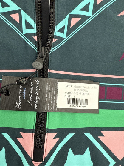 $200 Greyson Golf Pullover Sequoia Ghostwolf Print 1/4 Zip-Multicolor-Medium NWT