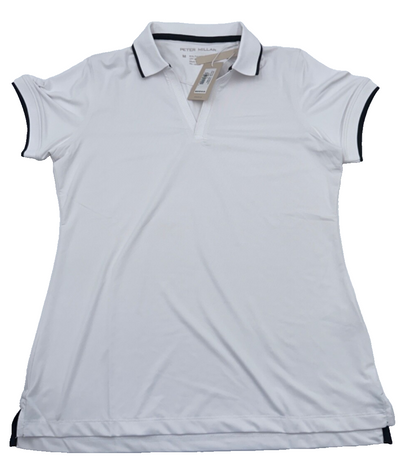 $100 Petter Millar Women's Betty Drop V Polo - Black/White - Medium - New Tags