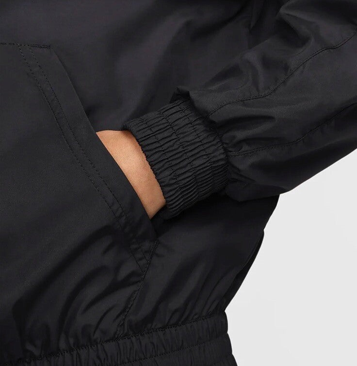 $76 Nike Women's Woven Oversized Hooded Jacket FV6298-010 -Black- Large - New