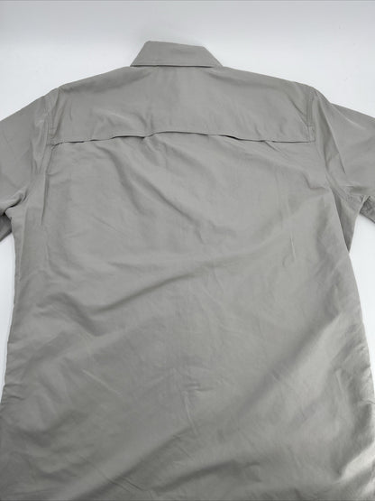 $60 Eddie Bauer Men's Ripstop Guide Short Sleeve Shirt-Light Gray-Medium-New