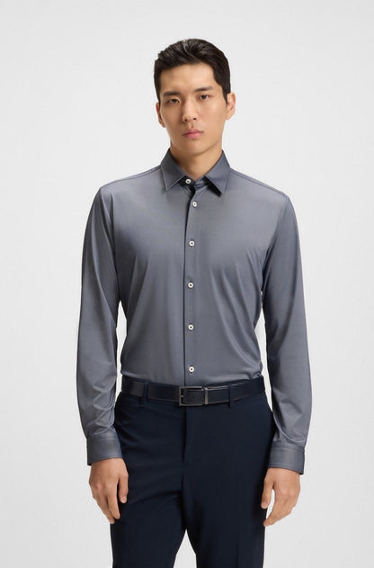 $129 Boss Men’s Slim Fit Performance Button Down Shirt - Dark Blue - Large -New