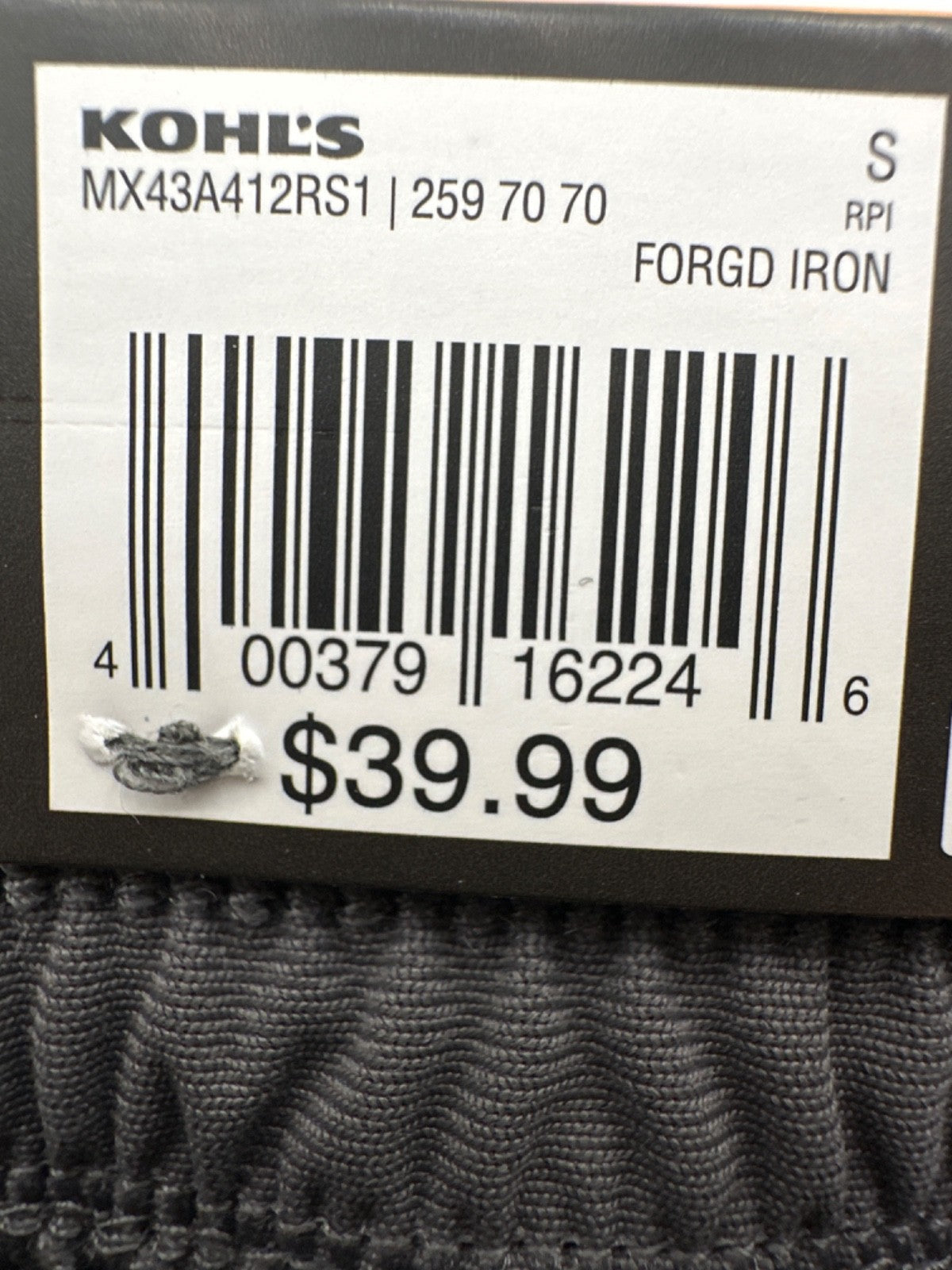 $40 FLX Men's Dynamic Stretch Knit Cuff Joggers - Forged Iron - Small - New Tag