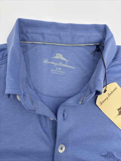 $100 Tommy Bahama Men’s Soft Polo Shirt ST227527SR- Rococo Blue-Large -NEW