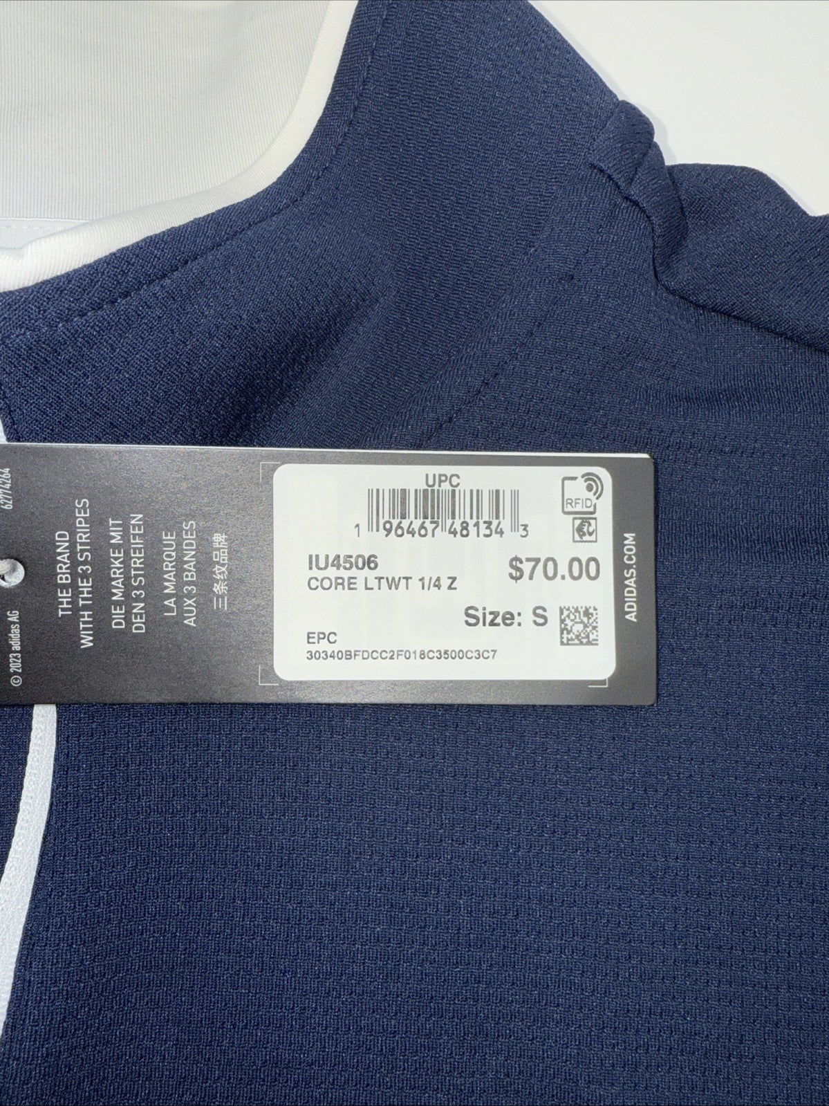 $70 Adidas Men’s Lightweight Half Zip Top - Navy - Small - New With Tags