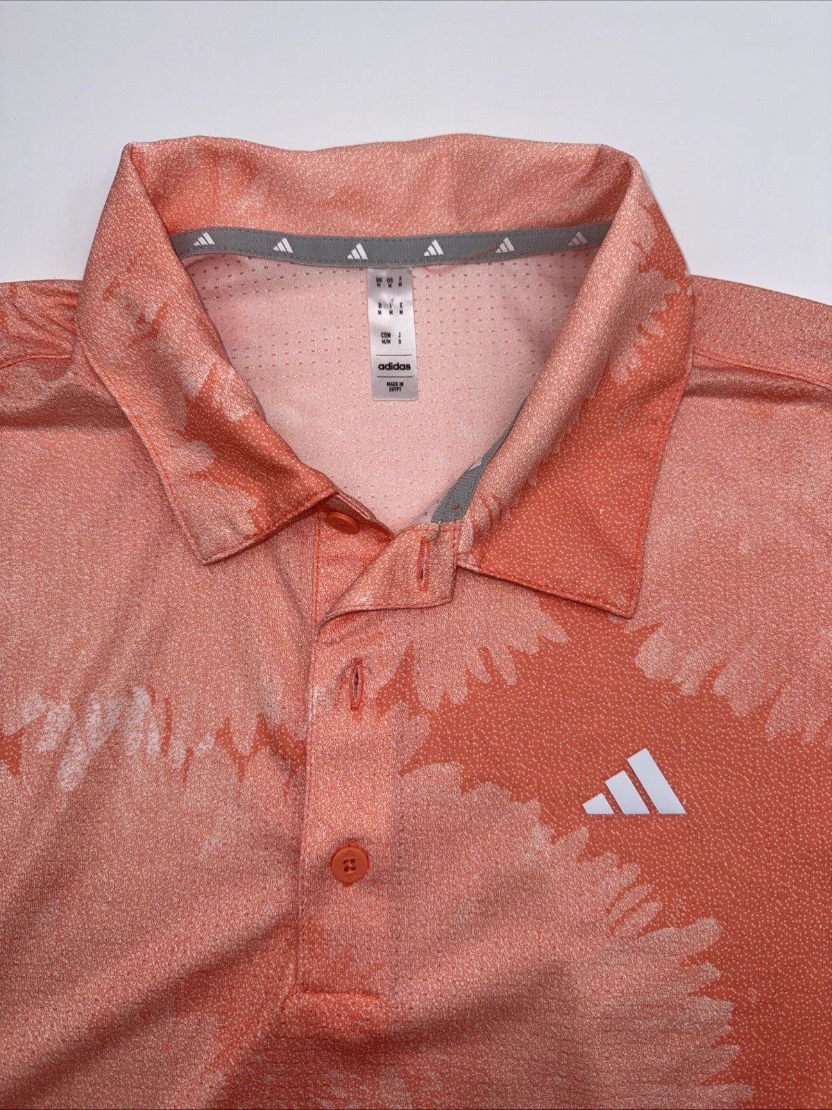$65 Adidas Men's Flower Mesh Golf Polo Shirt -Coral Fusion Orange- Medium-New