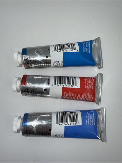 Combo Of 3 Winsor and Newton Winton Oil Colour 1.25 oz. Cadmium 1 Red,2 Blue