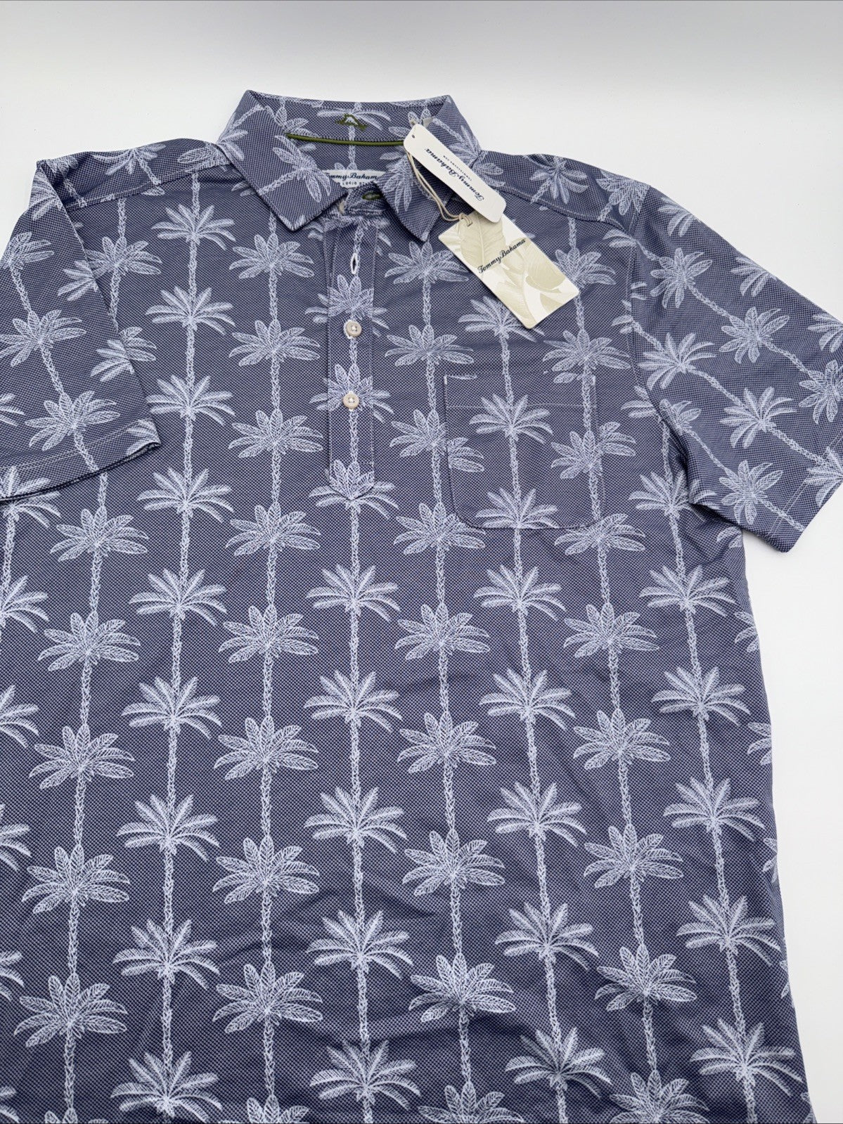 $118 Tommy Bahama Men’s San Lucio Palm Lane Polo Shirt-Blue Hawaiian-Medium-New