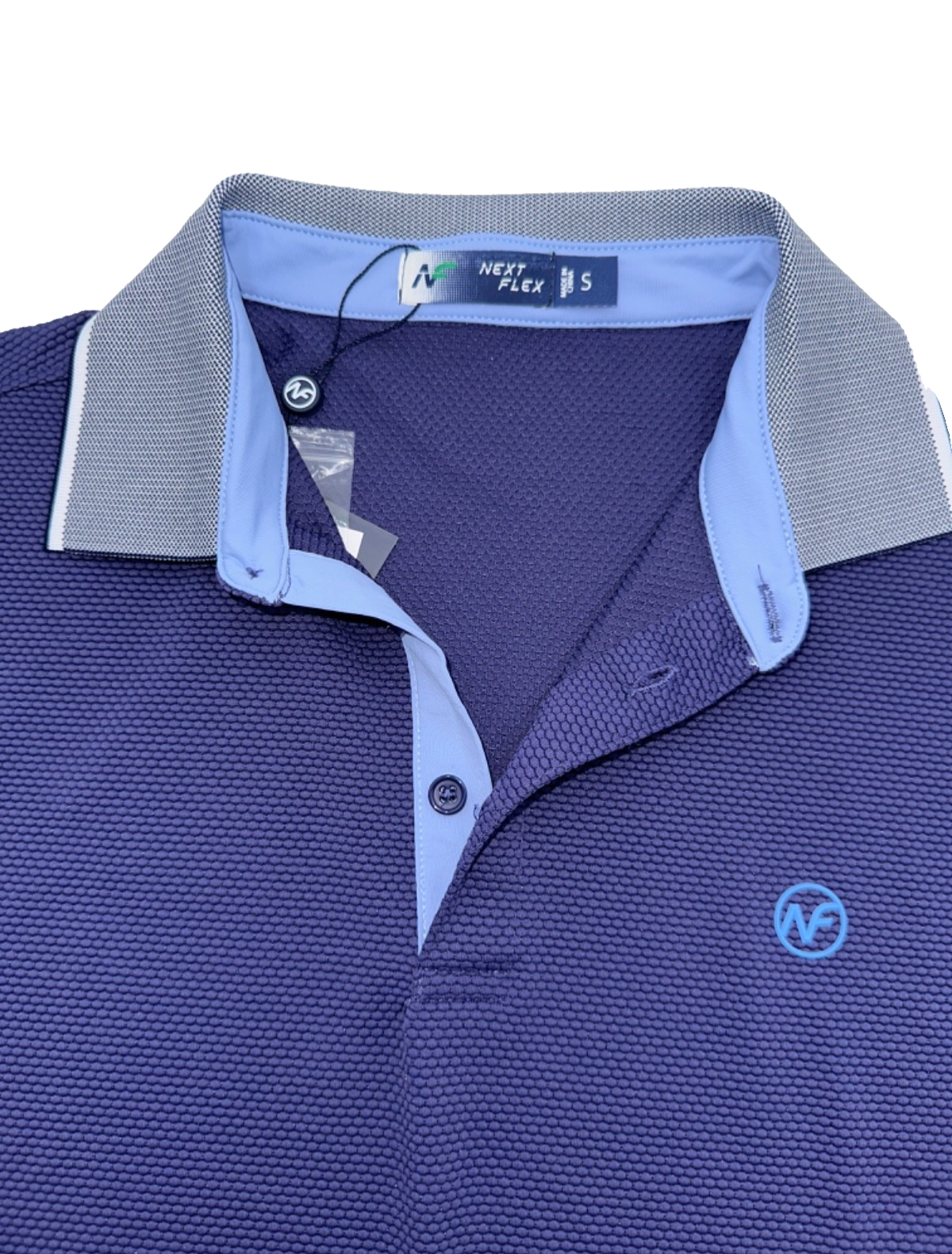 Next Flex Victory Men’s Textured Solid Golf Polo Shirt - Apollo - Small-New