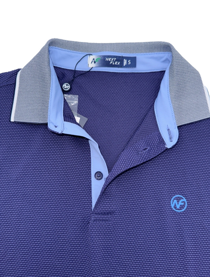 Next Flex Victory Men’s Textured Solid Golf Polo Shirt - Apollo - Small-New