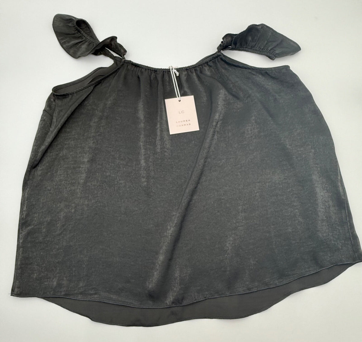Lauren Conrad Women’s-Scallop Ruffle Tank Top -Pirate Black-Medium-New Tag