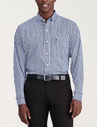 IZOD Men’s Classic Plaid Button-Down Shirt - Blue Estate - Small