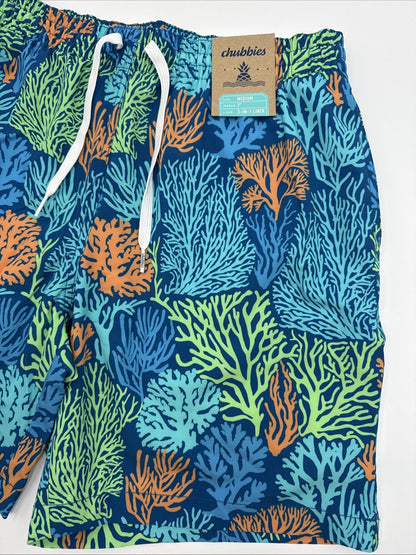 $80 Chubbies Men’s The Coral Quarrels 7” Swim Trunk Liner Shorts-Aqua - Medium