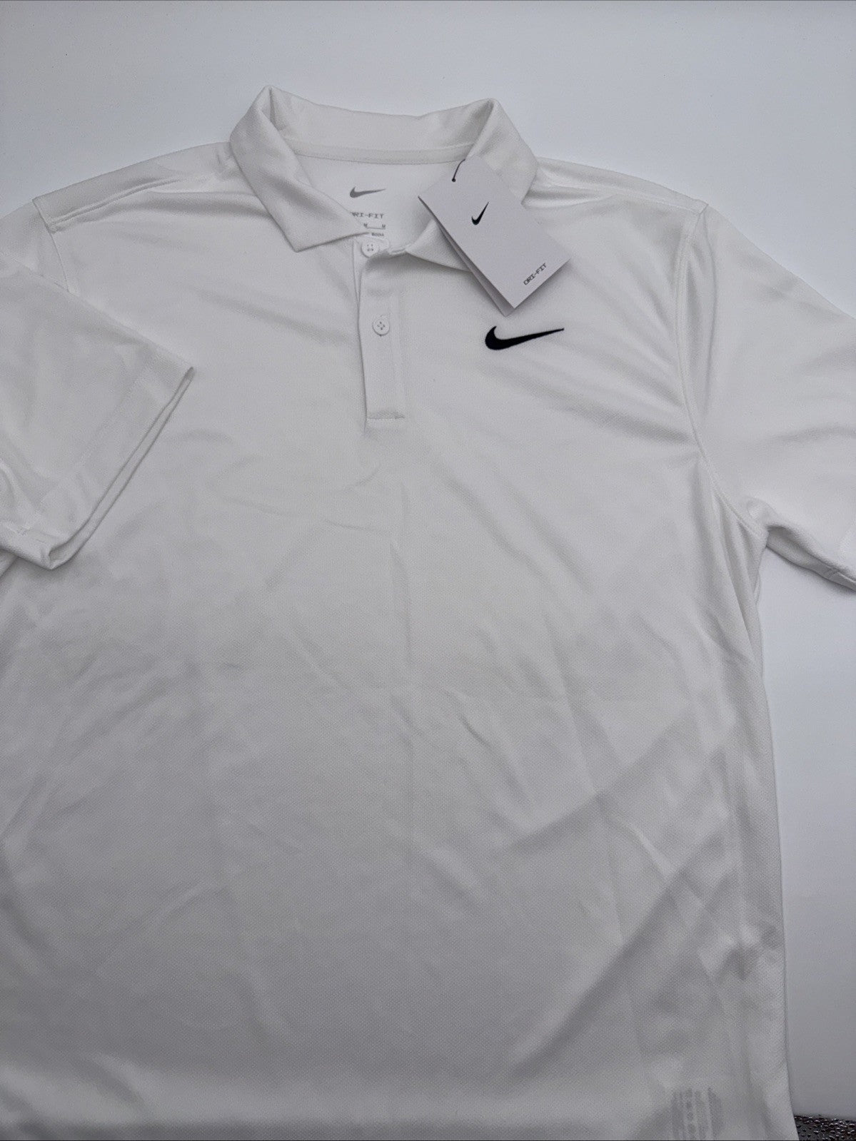 $50 Nike Men's Dri-FIT Short Sleeve Golf Polo FZ5646 - White - Medium - NEW