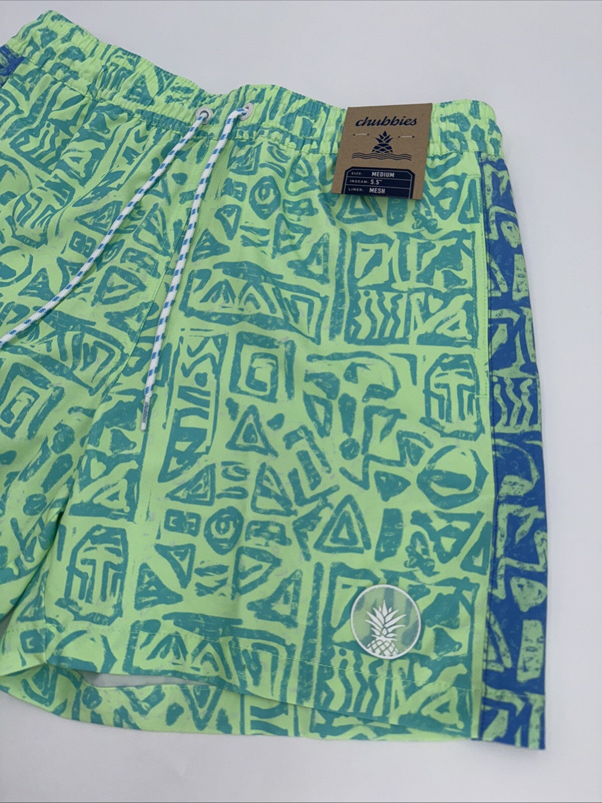 $70 Chubbies The Shakedowns 5.5" Inseam Swim Trunks-Green Blue -Medium-New Tag