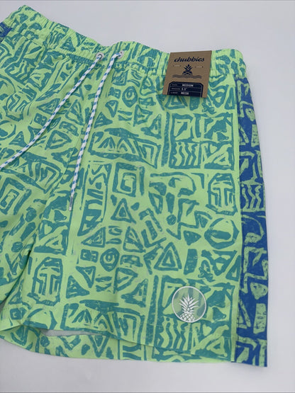 $70 Chubbies The Shakedowns 5.5" Inseam Swim Trunks-Green Blue -Medium-New Tag