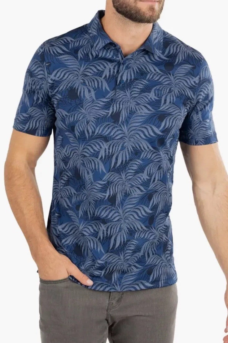 $95 TRAVIS MATHEW Men’s Mountain Down Cotton Blend Golf Polo-Estate Blue-Small