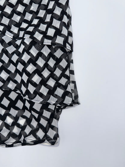 $40 Nine West Women’s Easy Ruffle Skirt - Black/White - Large -New With Tag