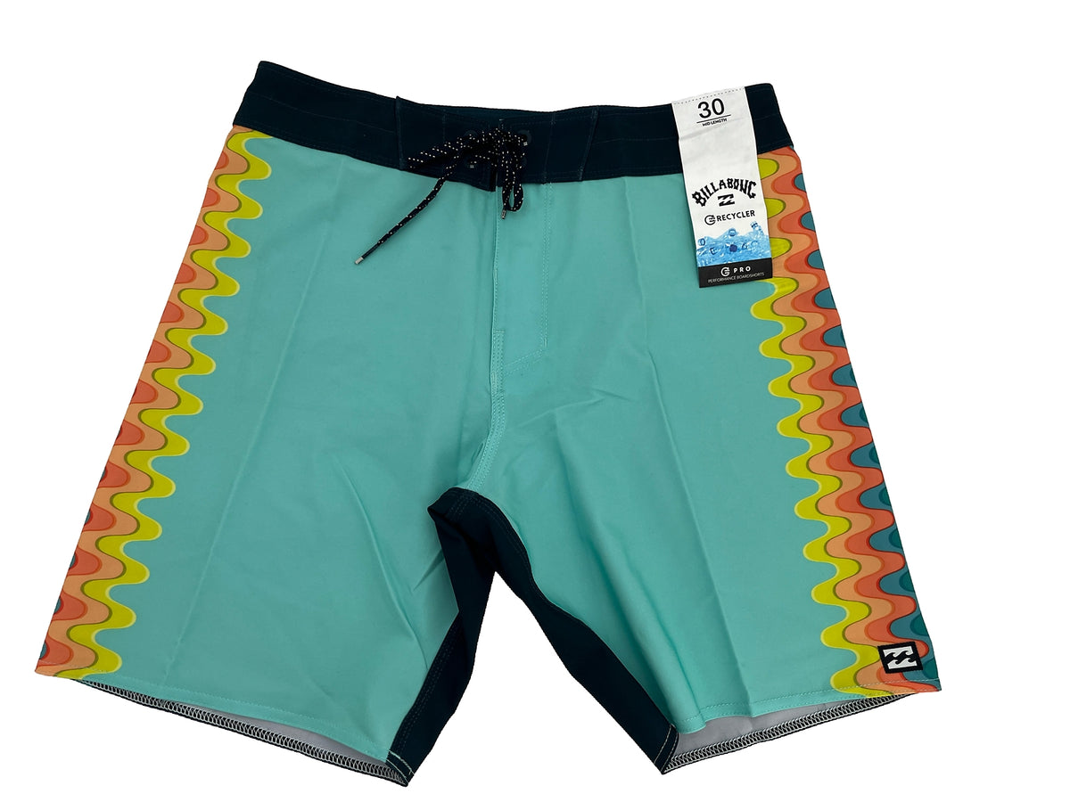 $60 Billabong D Bah Placement 19" Board Shorts - #43860-Multi Teal-Size: 30W-New