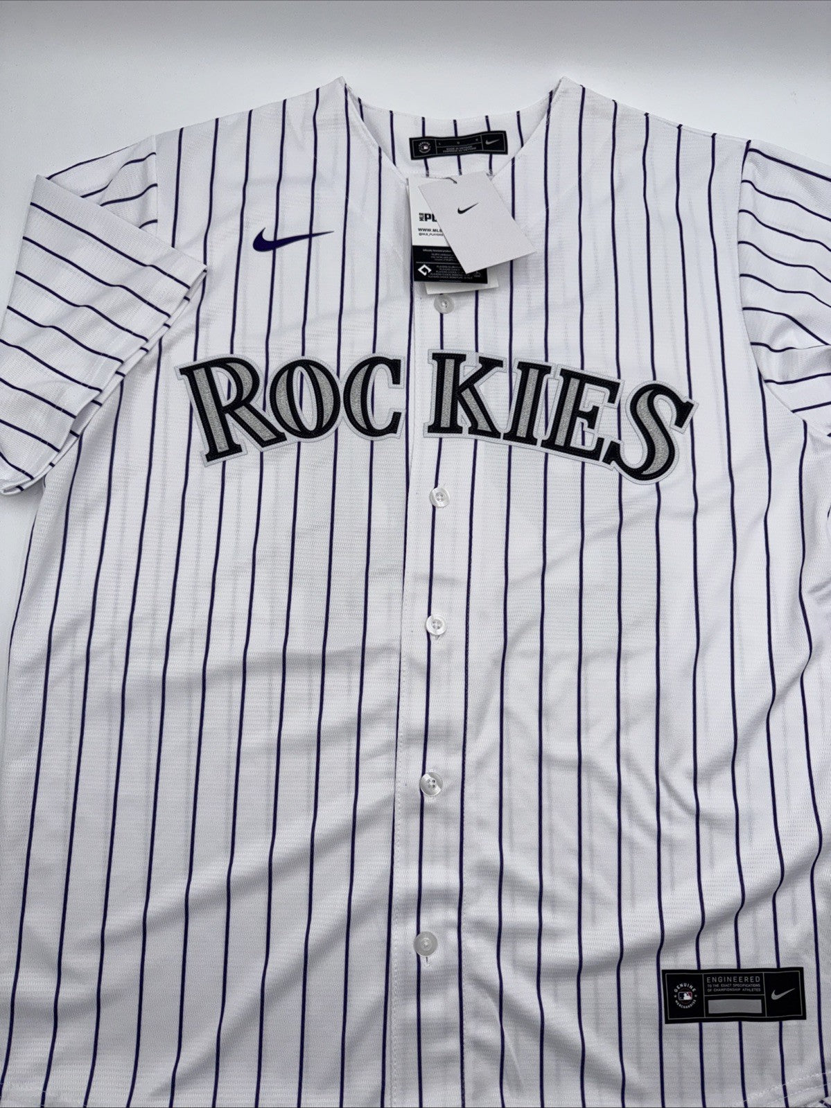 $135 Nike Mens Official Colorado Rockies Ryan McMahon #24 White Jersey-Large-New