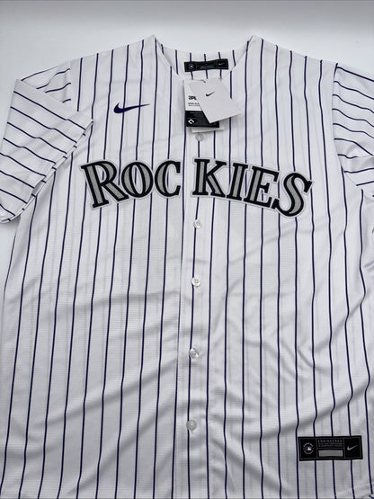 $135 Nike Mens Official Colorado Rockies Ryan McMahon #24 White Jersey-Large-New
