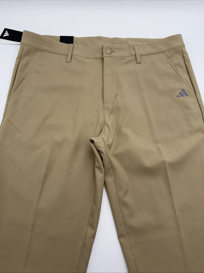 $70 Adidas Men’s Adi Advantage Flat Front Golf Pants- Hemp Beige - 34W 30L- New
