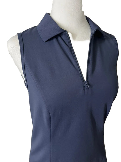 Foray Golf Women’s Zip front sleeveless Polo Shirt-Navy- Small-NEW Tag $130
