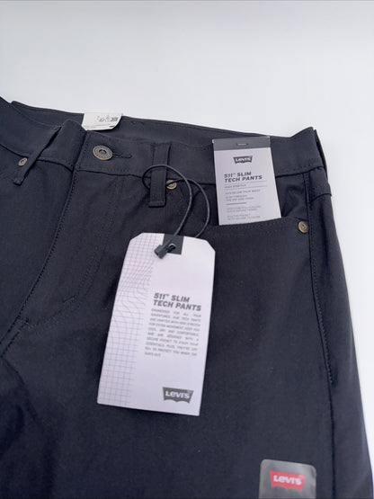 $70 Levi's Men's 511 Slim Tech Pants Stretch A92130010- Black- 29W 32L - New Tag