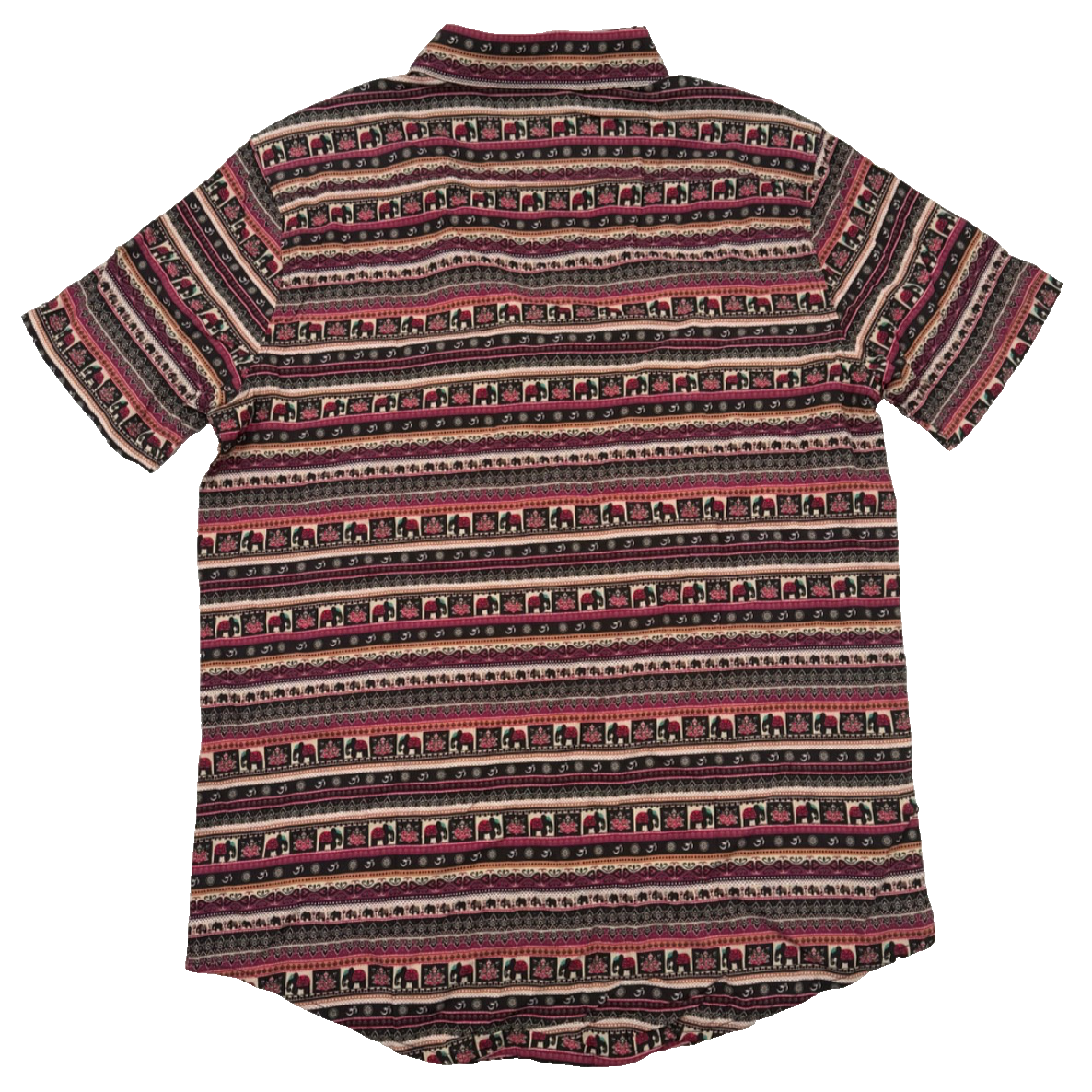 $65 Bermies Men’s- Boho Elephants Rayon Stretch Shirt- Multicolor-Small- New Ta