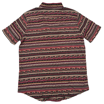 $65 Bermies Men’s- Boho Elephants Rayon Stretch Shirt- Multicolor-Small- New Ta